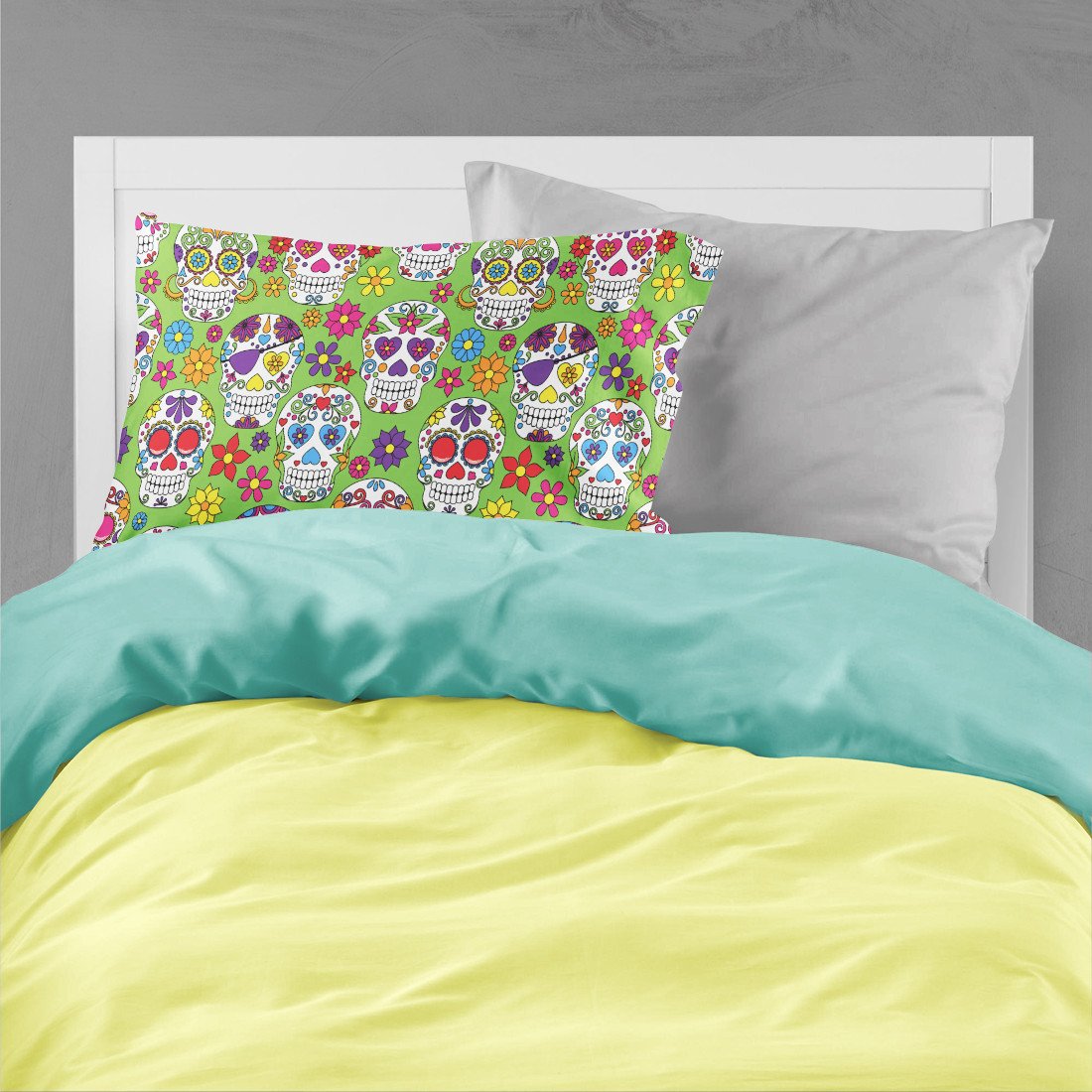 Day of the Dead Green Standard Pillowcase Lightweight Super Soft Easy Care Decorative Artwork Pillowcase, Standard
