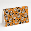 Day of the Dead Orange Greeting Cards Pack of 8 Blank Cards with Envelopes Whimsical A7 Size 5x7