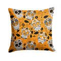 Day of the Dead Orange Decorative Throw Pillow 14x14 Indoor Outdoor Accent Cushion, Fabric Cover with Insert for Sofa, Bed, Porch & Living Room