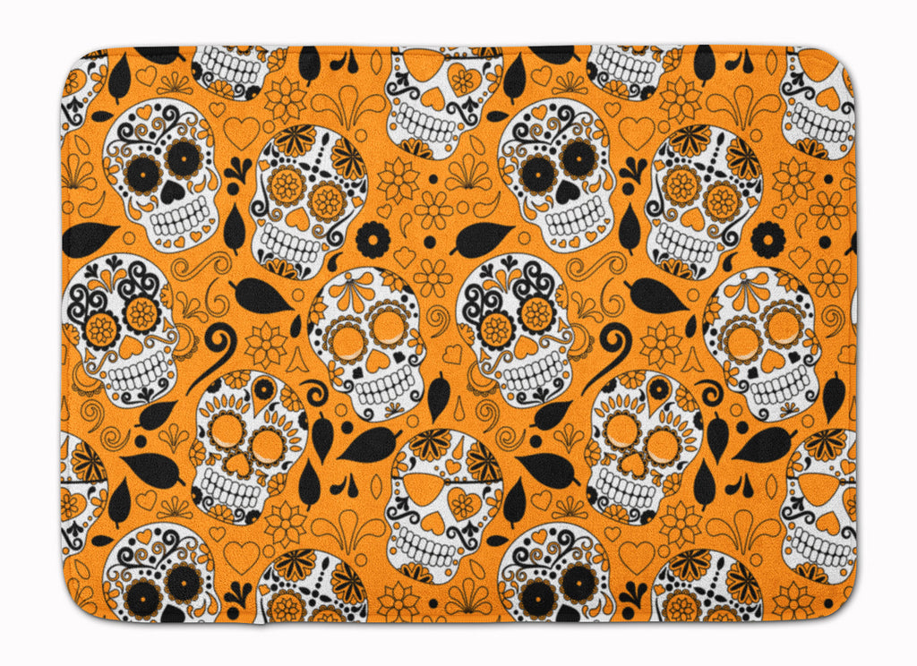 Day of the Dead Orange Memory Foam Kitchen Mat Machine Washable Anti-Fatigue Cushion Comfort Bath or Kitchen Rug