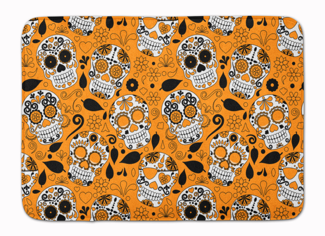Day of the Dead Orange Memory Foam Kitchen Mat Machine Washable Anti-Fatigue Cushion Comfort Bath or Kitchen Rug