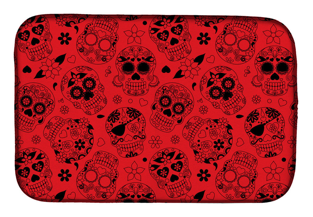 Day of the Dead Red Dish Drying Mat Absorbent Dish Drying Mat Pad for Kitchen Counter Dish Drainer Mat for Countertop, 14 x 21", Multicolor