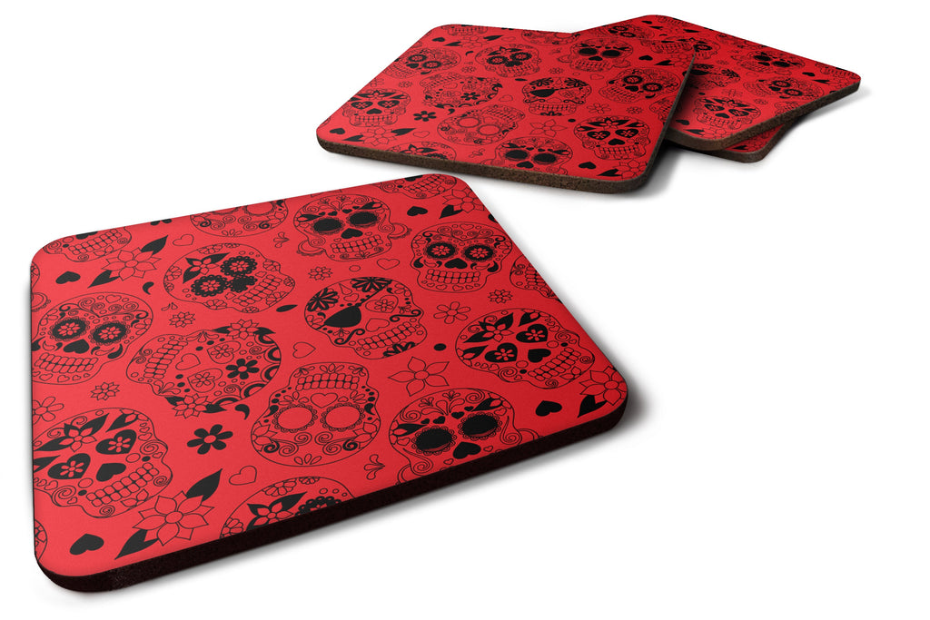 Day of the Dead Red Foam Coasters Set of 4 Cup Coasters for Indoor Outdoor, Tabletop Protection, Anti Slip, Mouse pad Material