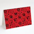 Day of the Dead Red Greeting Cards Pack of 8 Blank Cards with Envelopes Whimsical A7 Size 5x7