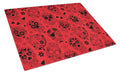 Day of the Dead Red Cutting Board Tempered Glass Kitchen Cutting Surface, Heat Resistant Chopping, Non-Slip Feet, Food Prep & Serving