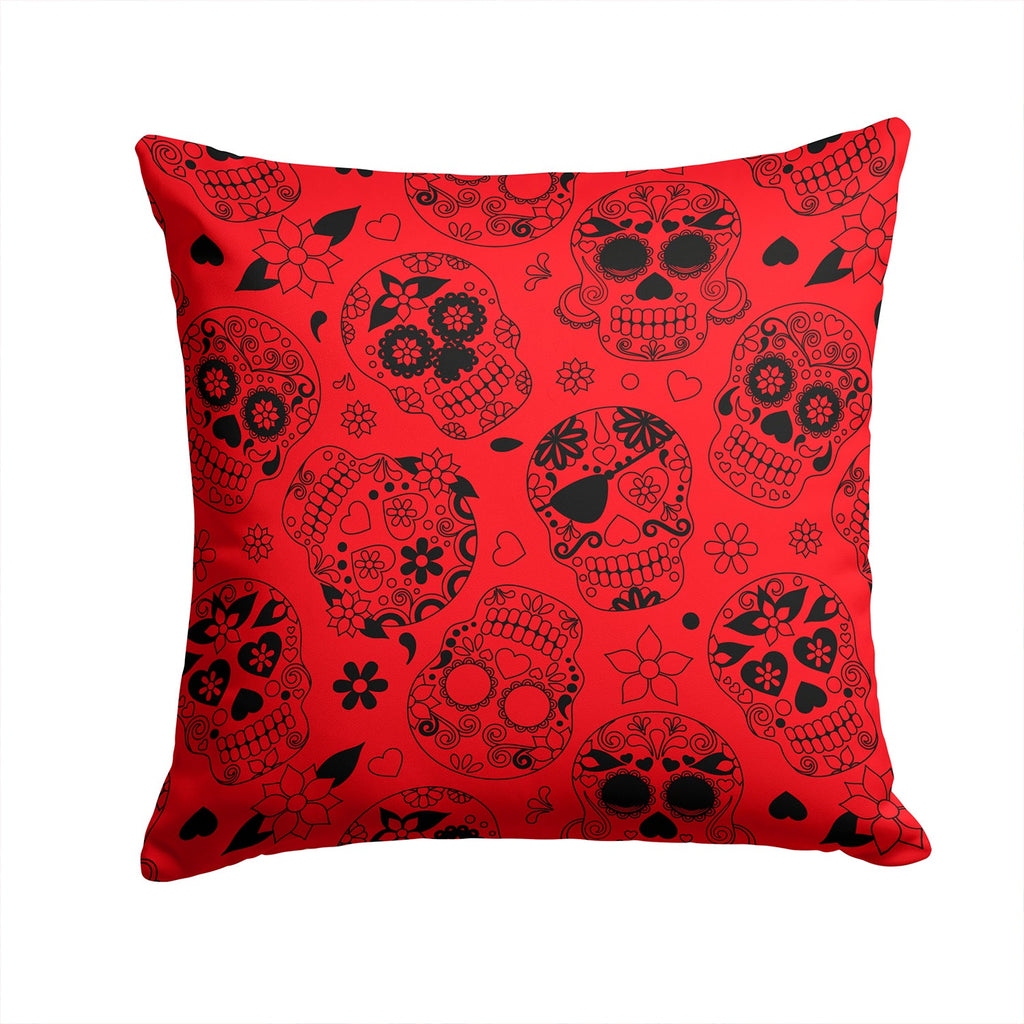 Day of the Dead Red Decorative Throw Pillow 14x14 Indoor Outdoor Accent Cushion, Fabric Cover with Insert for Sofa, Bed, Porch & Living Room