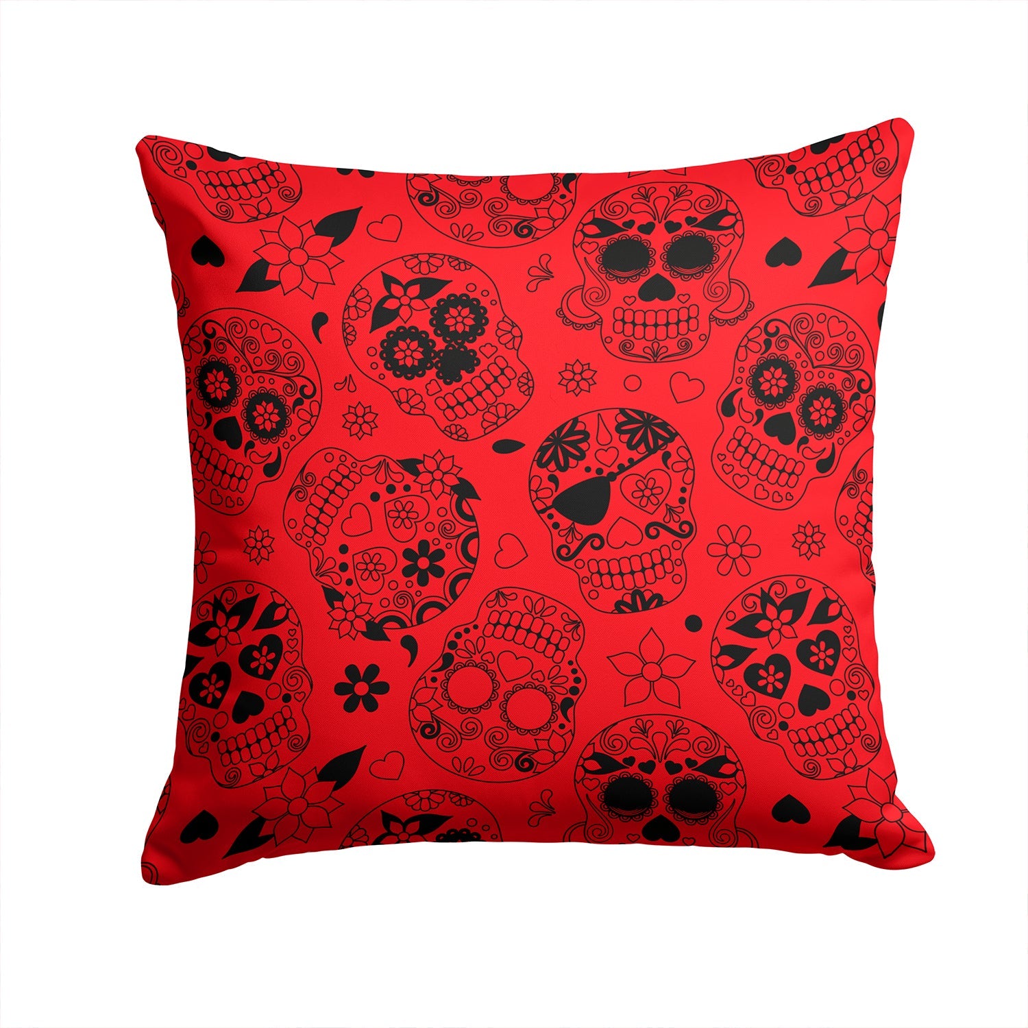 Day of the Dead Red Decorative Throw Pillow 14x14 Indoor Outdoor Accent Cushion, Fabric Cover with Insert for Sofa, Bed, Porch & Living Room