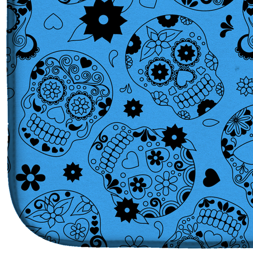 Day of the Dead Blue Dish Drying Mat Absorbent Dish Drying Mat Pad for Kitchen Counter Dish Drainer Mat for Countertop, 14 x 21", Multicolor
