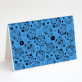 Day of the Dead Blue Greeting Cards Pack of 8 Blank Cards with Envelopes Whimsical A7 Size 5x7
