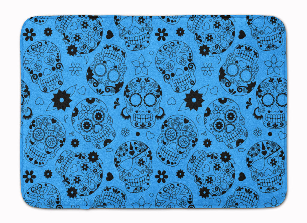 Day of the Dead Blue Memory Foam Kitchen Mat Machine Washable Anti-Fatigue Cushion Comfort Bath or Kitchen Rug
