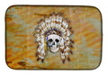 Day of the Dead Indian Skull Dish Drying Mat Absorbent Dish Drying Mat Pad for Kitchen Counter Dish Drainer Mat for Countertop, 14 x 21", Multicolor