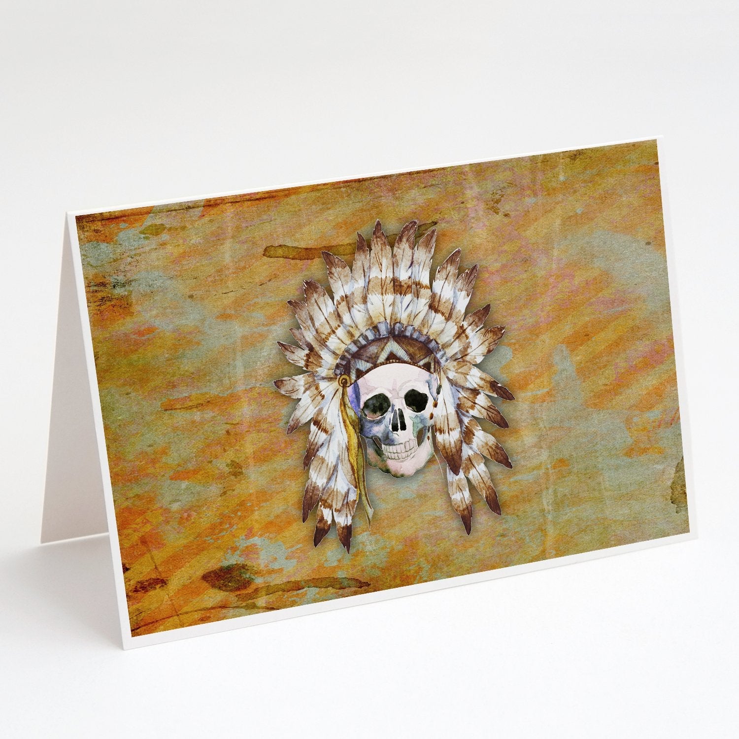 Day of the Dead Indian Skull Greeting Cards Pack of 8 Blank Cards with Envelopes Whimsical A7 Size 5x7