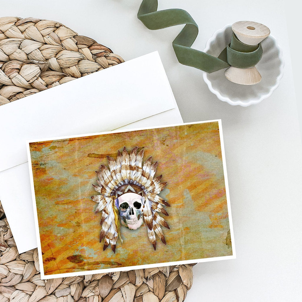 Day of the Dead Indian Skull Greeting Cards Pack of 8 Blank Cards with Envelopes Whimsical A7 Size 5x7
