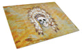 Day of the Dead Indian Skull Cutting Board Tempered Glass Kitchen Cutting Surface, Heat Resistant Chopping, Non-Slip Feet, Food Prep & Serving