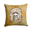 Day of the Dead Indian Skull Decorative Throw Pillow 14x14 Indoor Outdoor Accent Cushion, Fabric Cover with Insert for Sofa, Bed, Porch & Living Room