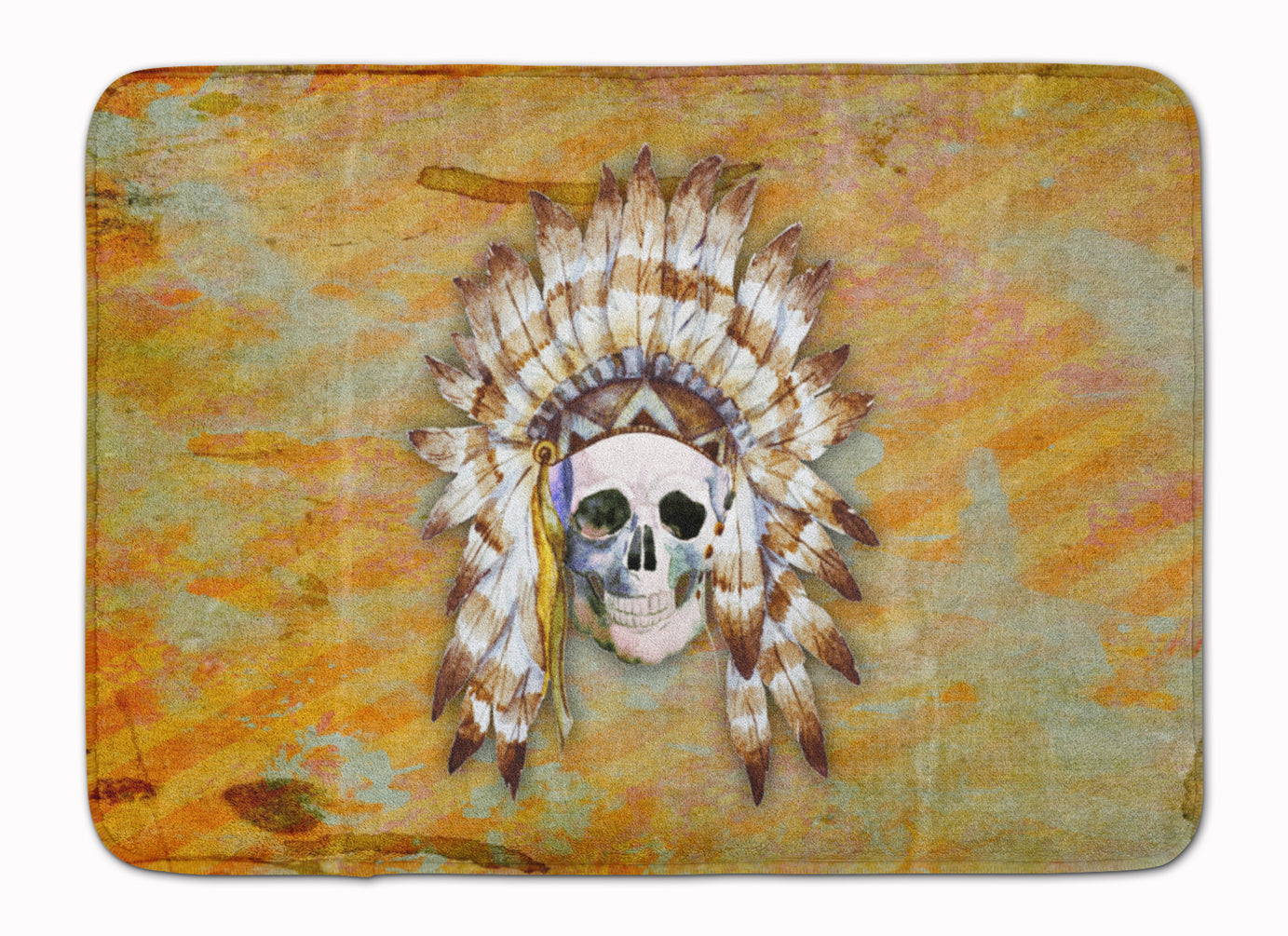 Day of the Dead Indian Skull Memory Foam Kitchen Mat Machine Washable Anti-Fatigue Cushion Comfort Bath or Kitchen Rug
