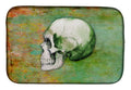 Day of the Dead Green Skull Dish Drying Mat Absorbent Dish Drying Mat Pad for Kitchen Counter Dish Drainer Mat for Countertop, 14 x 21", Multicolor