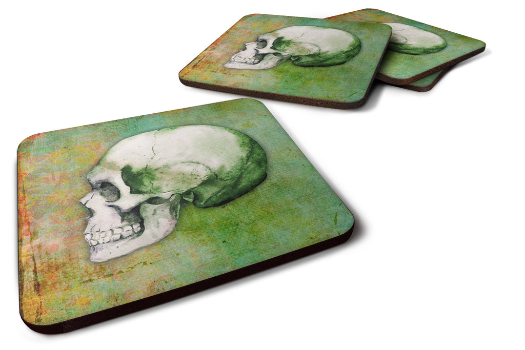 Day of the Dead Green Skull Foam Coasters Set of 4 Cup Coasters for Indoor Outdoor, Tabletop Protection, Anti Slip, Mouse pad Material