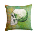 Day of the Dead Green Skull Decorative Throw Pillow 14x14 Indoor Outdoor Accent Cushion, Fabric Cover with Insert for Sofa, Bed, Porch & Living Room