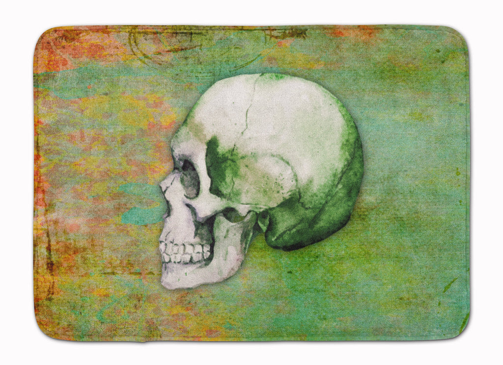 Day of the Dead Green Skull Memory Foam Kitchen Mat Machine Washable Anti-Fatigue Cushion Comfort Bath or Kitchen Rug