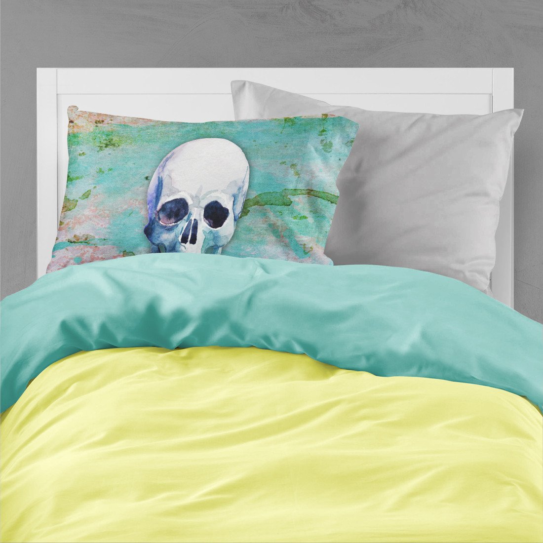 Day of the Dead Teal Skull Standard Pillowcase Lightweight Super Soft Easy Care Decorative Artwork Pillowcase, Standard