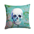 Day of the Dead Teal Skull Decorative Throw Pillow 14x14 Indoor Outdoor Accent Cushion, Fabric Cover with Insert for Sofa, Bed, Porch & Living Room