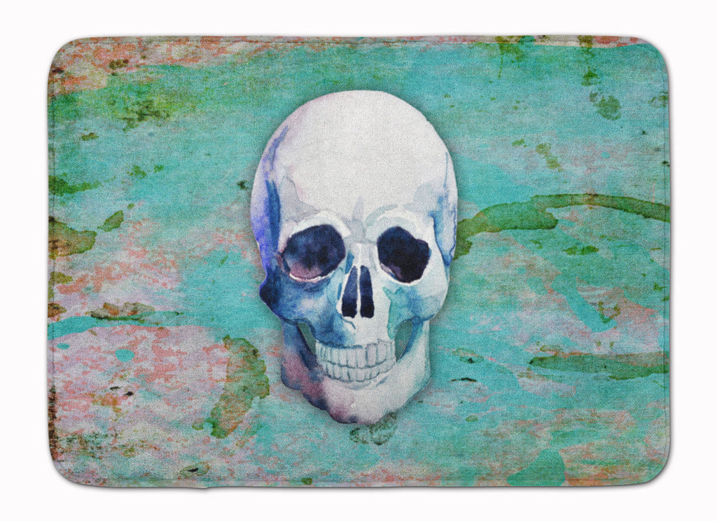 Day of the Dead Teal Skull Memory Foam Kitchen Mat Machine Washable Anti-Fatigue Cushion Comfort Bath or Kitchen Rug