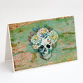 Day of the Dead Skull with Flowers Greeting Cards Pack of 8 Blank Cards with Envelopes Whimsical A7 Size 5x7