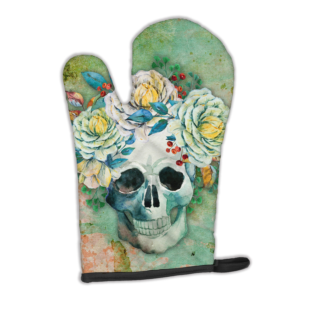 Day of the Dead Skull with Flowers Oven Mitt Heat Resistant Thick Oven Mitt for Hot Pans and Oven, Kitchen Mitt Protect Hands, Cooking Baking Glove
