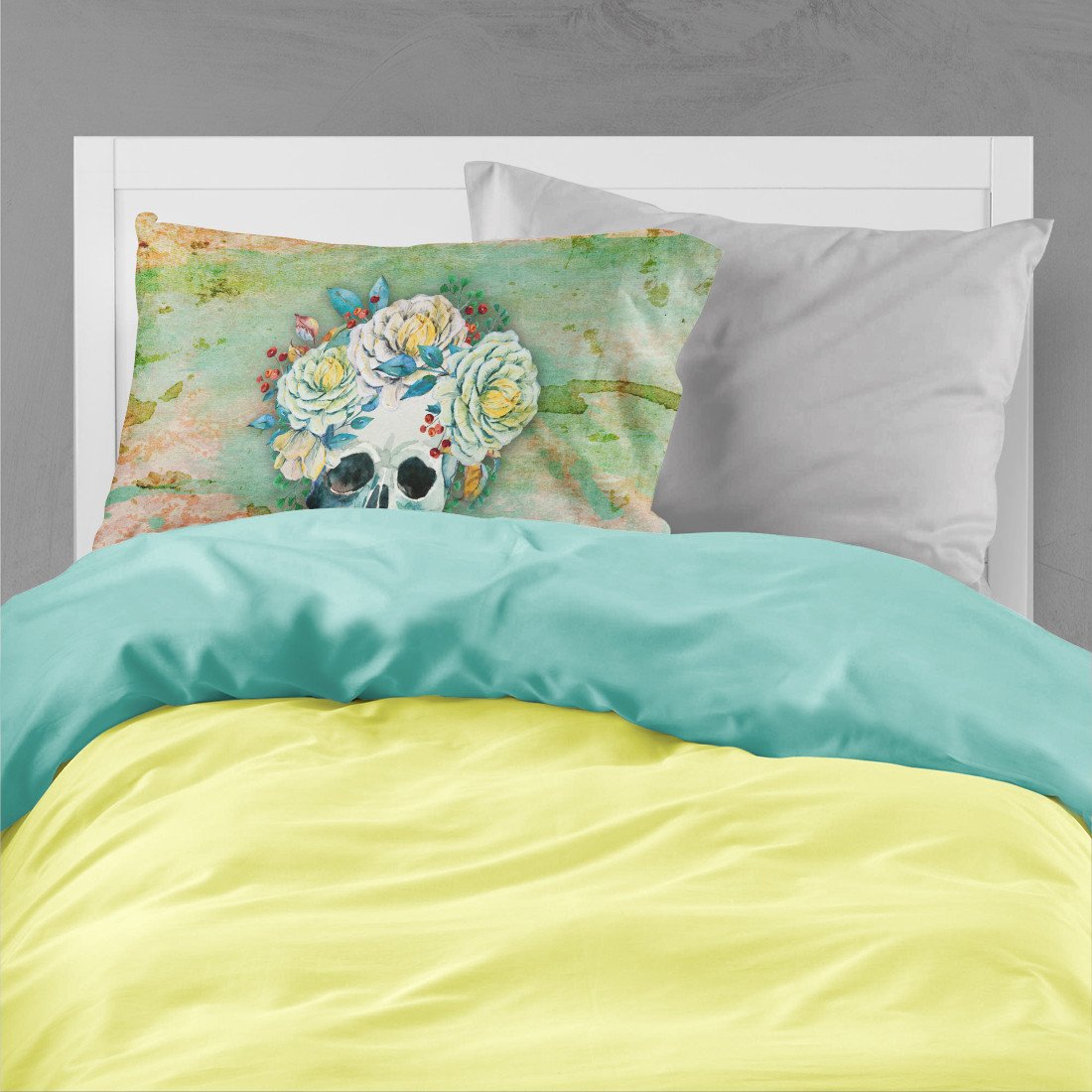 Day of the Dead Skull with Flowers Standard Pillowcase Lightweight Super Soft Easy Care Decorative Artwork Pillowcase, Standard