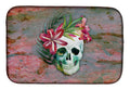 Day of the Dead Skull Flowers Dish Drying Mat Absorbent Dish Drying Mat Pad for Kitchen Counter Dish Drainer Mat for Countertop, 14 x 21", Multicolor