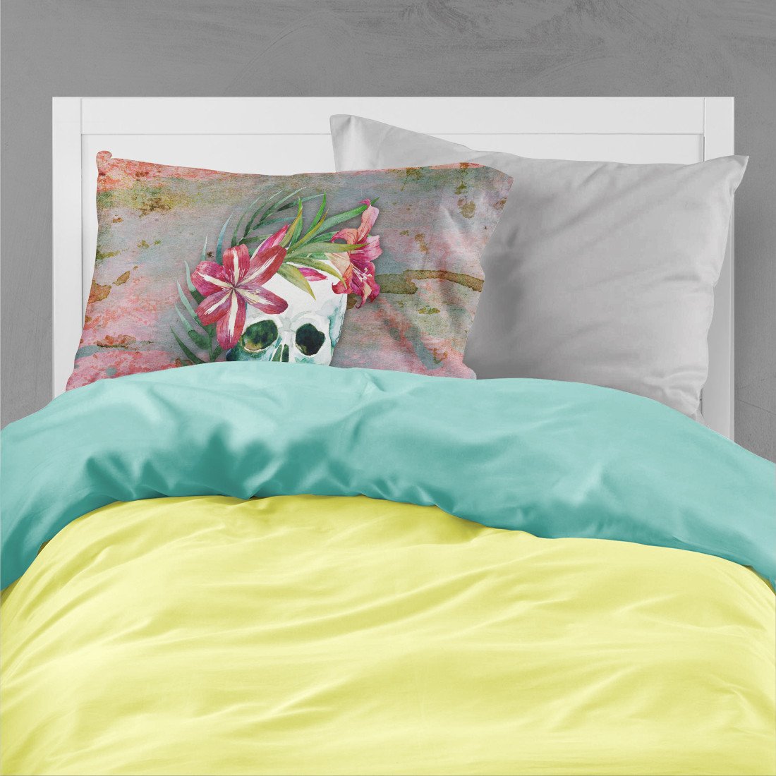 Day of the Dead Skull Flowers Standard Pillowcase Lightweight Super Soft Easy Care Decorative Artwork Pillowcase, Standard
