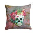 Day of the Dead Skull Flowers Decorative Throw Pillow 14x14 Indoor Outdoor Accent Cushion, Fabric Cover with Insert for Sofa, Bed, Porch & Living Room