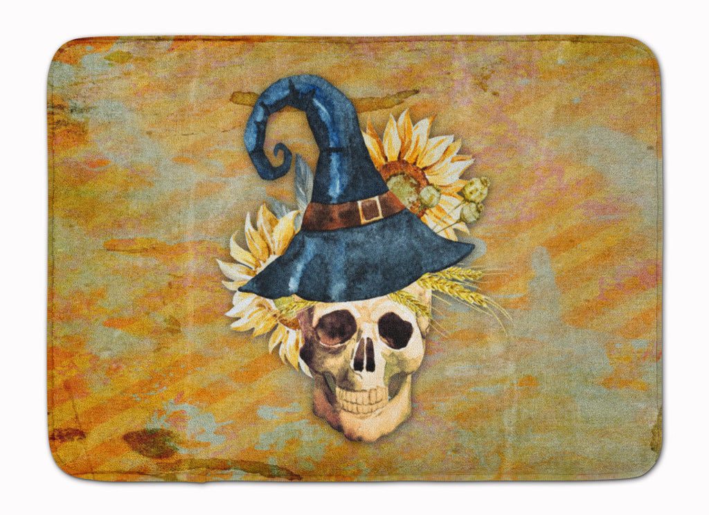 Day of the Dead Witch Skull  Memory Foam Kitchen Mat Machine Washable Anti-Fatigue Cushion Comfort Bath or Kitchen Rug