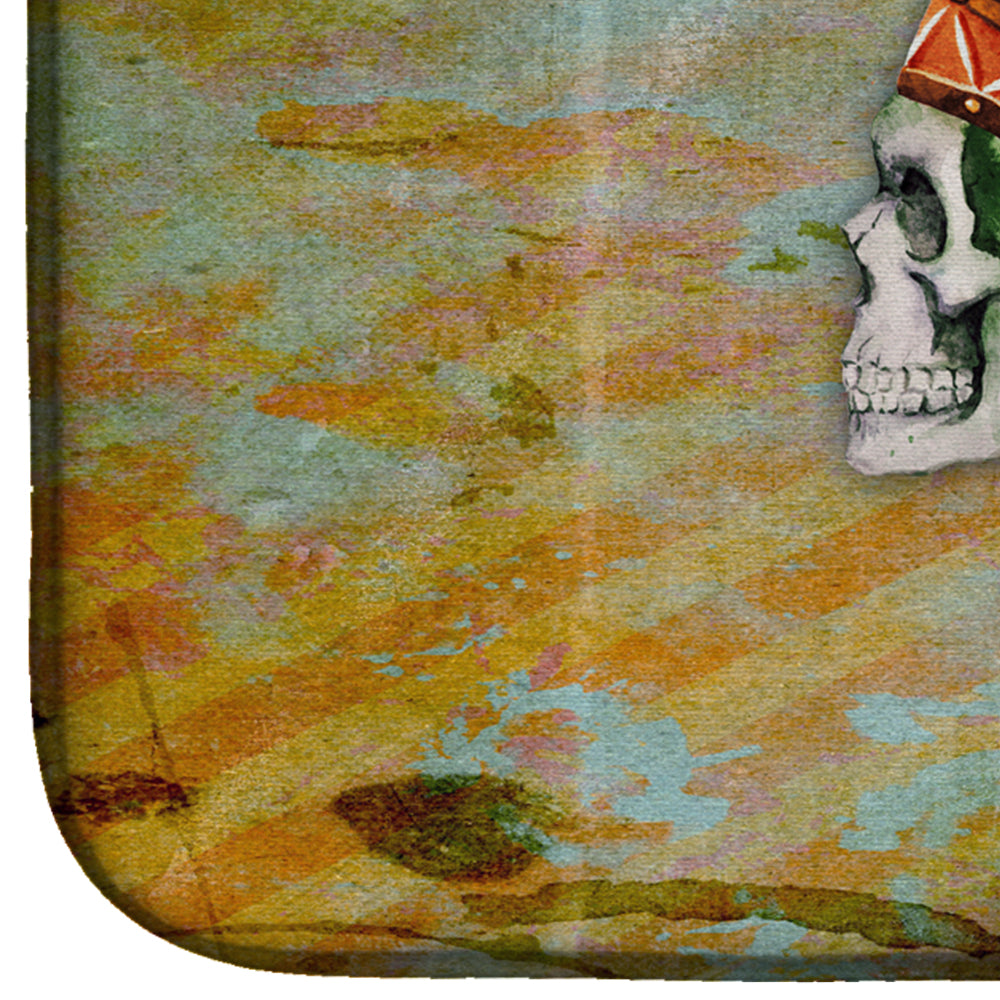 Day of the Dead Indian Skull  Dish Drying Mat Absorbent Dish Drying Mat Pad for Kitchen Counter Dish Drainer Mat for Countertop, 14 x 21", Multicolor