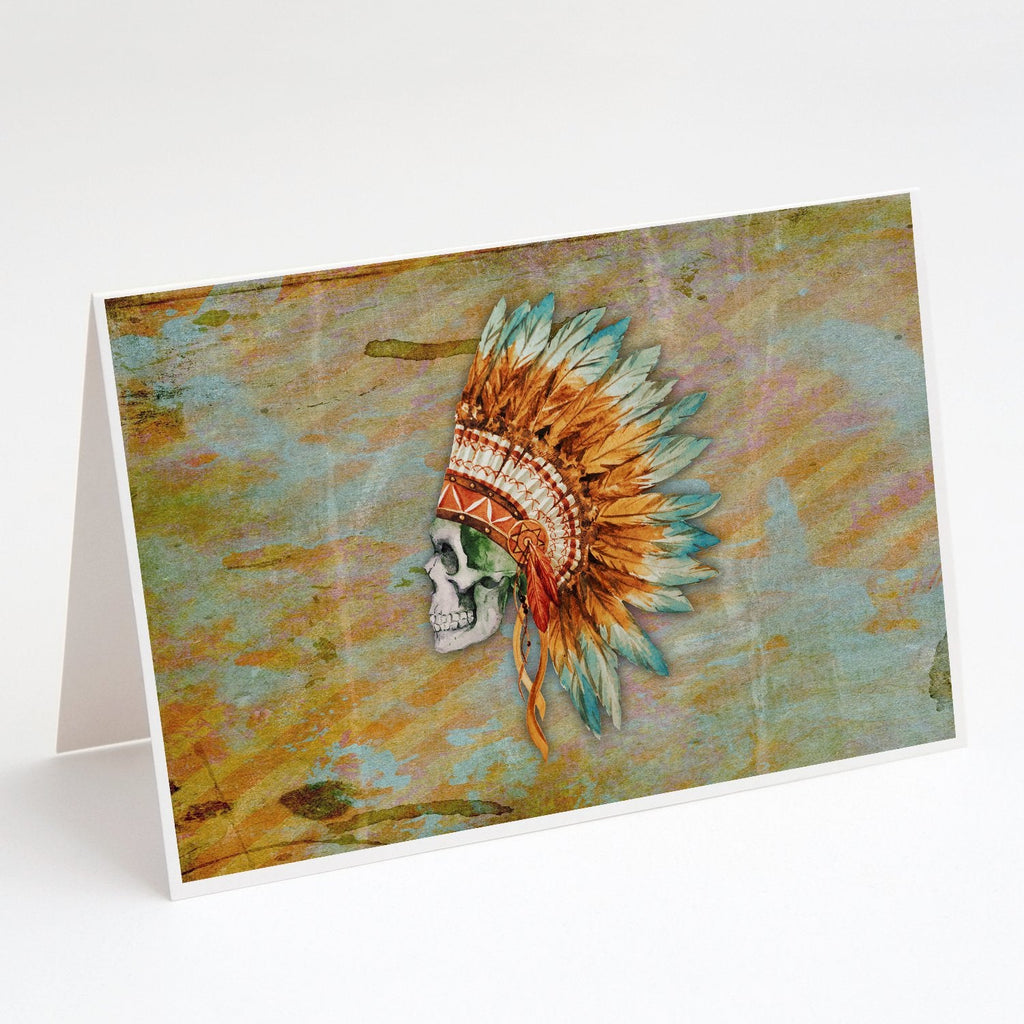 Day of the Dead Indian Skull  Greeting Cards Pack of 8 Blank Cards with Envelopes Whimsical A7 Size 5x7