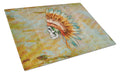 Day of the Dead Indian Skull  Cutting Board Tempered Glass Kitchen Cutting Surface, Heat Resistant Chopping, Non-Slip Feet, Food Prep & Serving