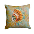 Day of the Dead Indian Skull  Decorative Throw Pillow 14x14 Indoor Outdoor Accent Cushion, Fabric Cover with Insert for Sofa, Bed, Porch & Living Room