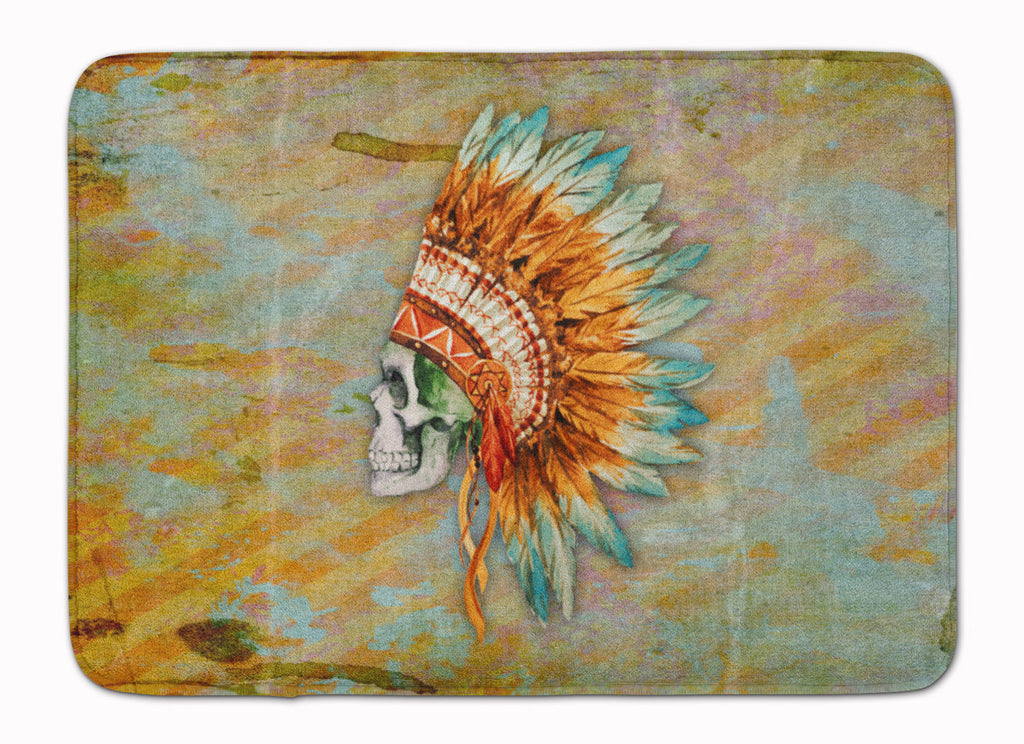 Day of the Dead Indian Skull  Memory Foam Kitchen Mat Machine Washable Anti-Fatigue Cushion Comfort Bath or Kitchen Rug