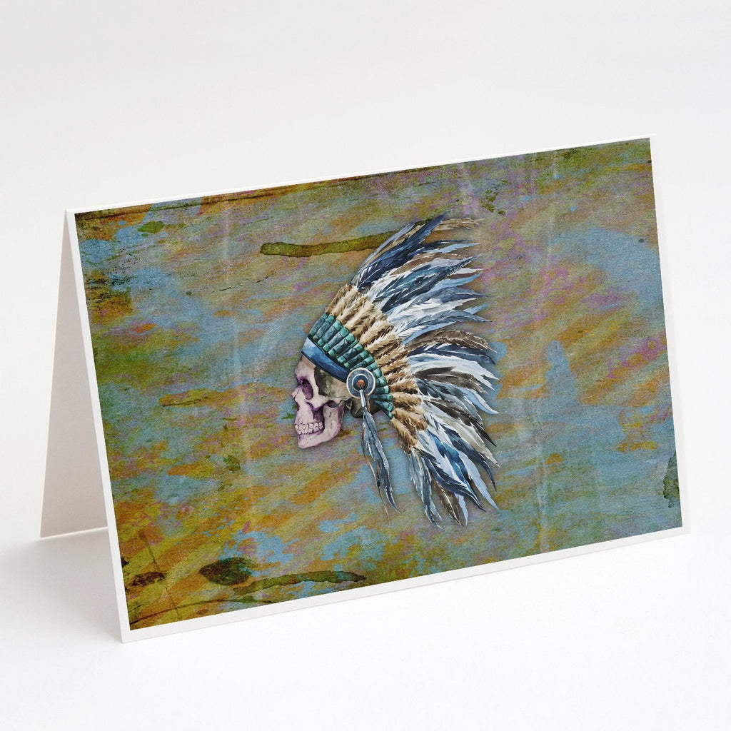 Day of the Dead Indian Chief Skull  Greeting Cards Pack of 8 Blank Cards with Envelopes Whimsical A7 Size 5x7