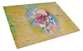 Day of the Dead Flowers Skull  Cutting Board Tempered Glass Kitchen Cutting Surface, Heat Resistant Chopping, Non-Slip Feet, Food Prep & Serving