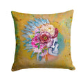 Day of the Dead Flowers Skull  Decorative Throw Pillow 14x14 Indoor Outdoor Accent Cushion, Fabric Cover with Insert for Sofa, Bed, Porch & Living Room