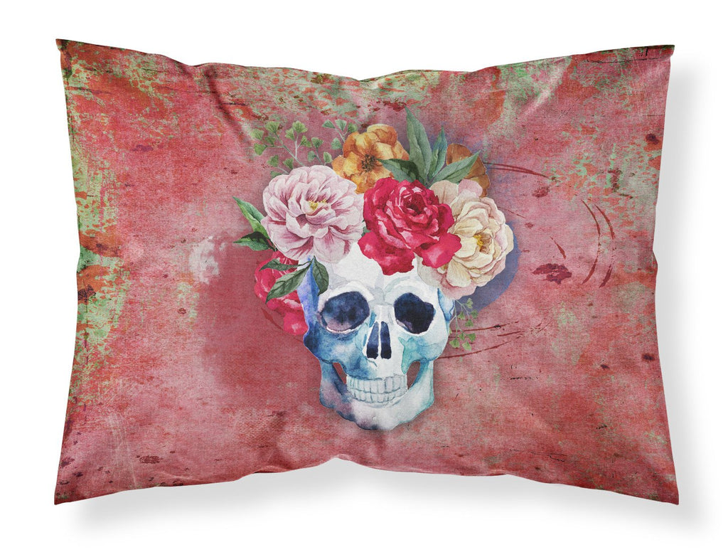 Day of the Dead Red Flowers Skull  Standard Pillowcase Lightweight Super Soft Easy Care Decorative Artwork Pillowcase, Standard