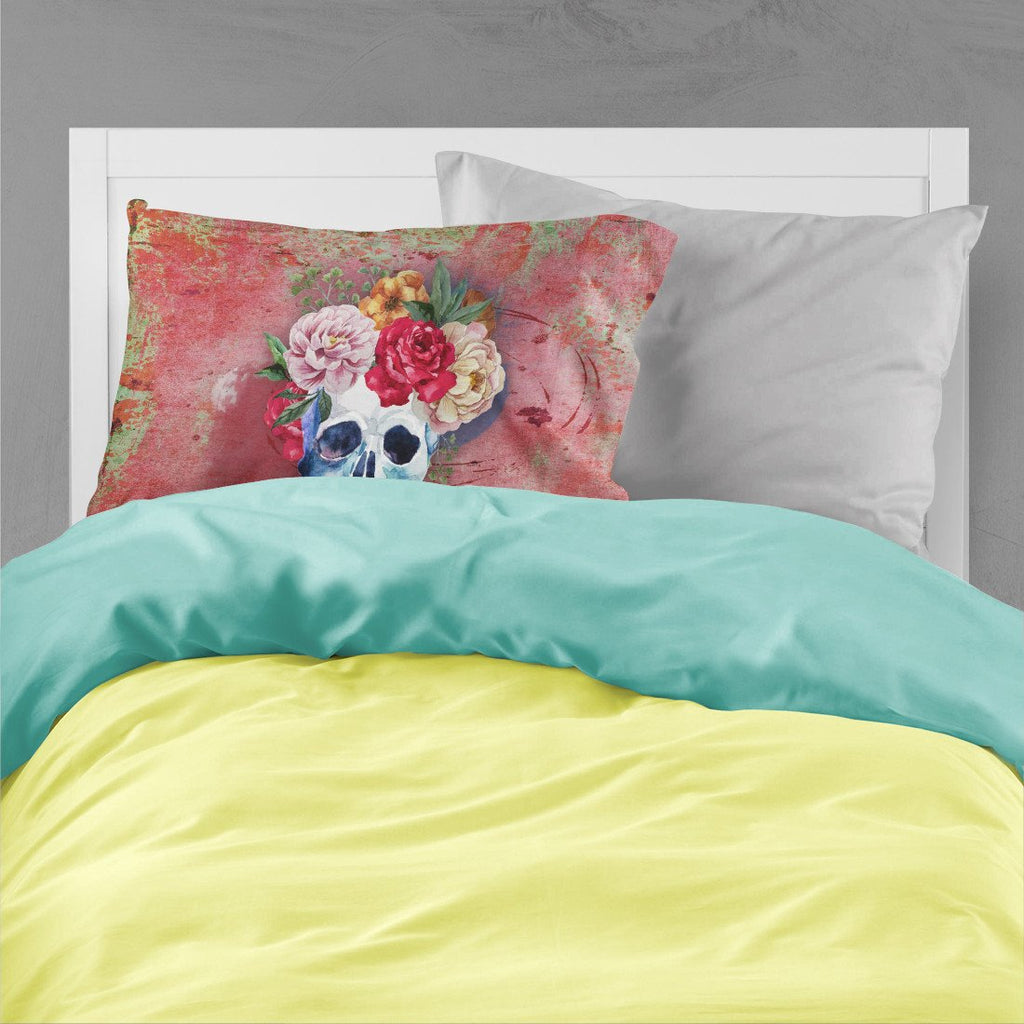 Day of the Dead Red Flowers Skull  Standard Pillowcase Lightweight Super Soft Easy Care Decorative Artwork Pillowcase, Standard