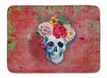 Day of the Dead Red Flowers Skull  Memory Foam Kitchen Mat Machine Washable Anti-Fatigue Cushion Comfort Bath or Kitchen Rug