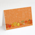 Fruits and Vegetables in Orange Greeting Cards Pack of 8 Blank Cards with Envelopes Whimsical A7 Size 5x7