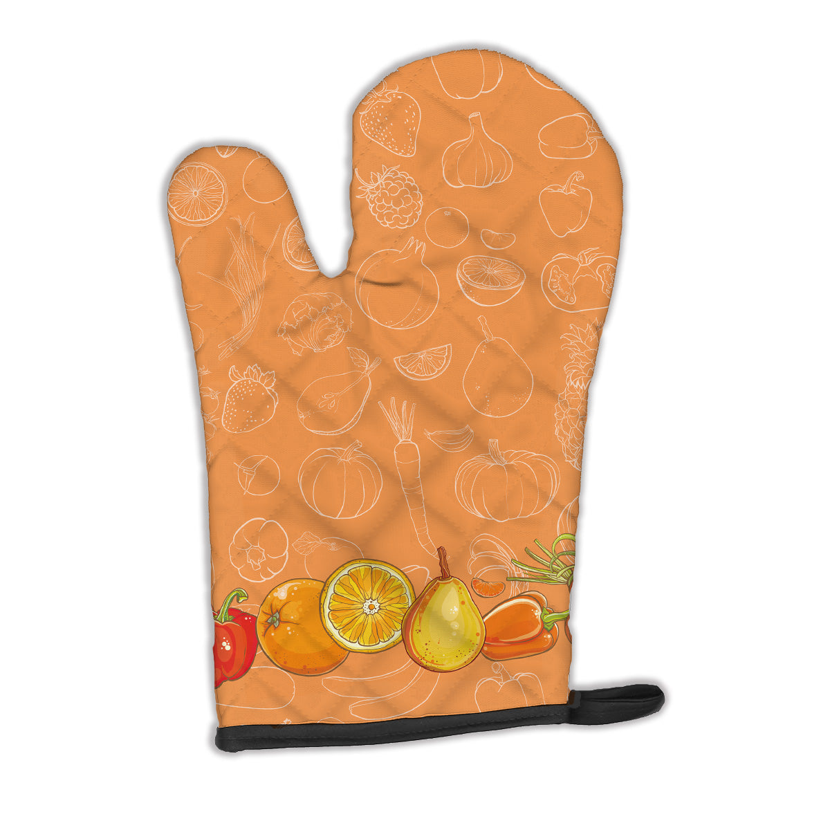 Fruits and Vegetables in Orange Oven Mitt Heat Resistant Thick Oven Mitt for Hot Pans and Oven, Kitchen Mitt Protect Hands, Cooking Baking Glove