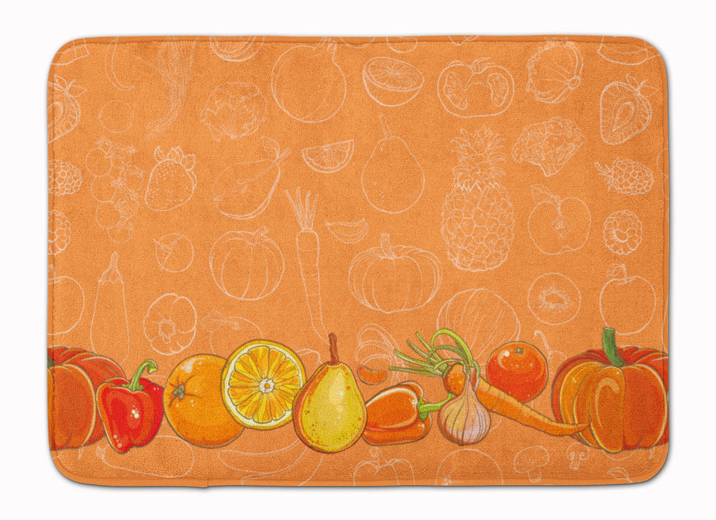 Fruits and Vegetables in Orange Memory Foam Kitchen Mat Machine Washable Anti-Fatigue Cushion Comfort Bath or Kitchen Rug