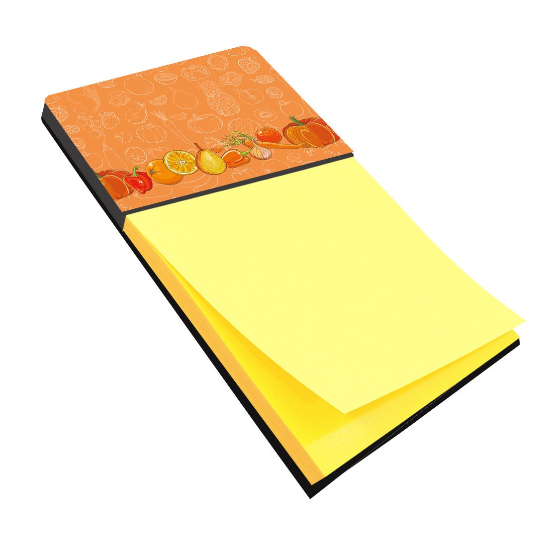 Fruits and Vegetables in Orange Watercolor Sticky Note Holder Refillable Dispenser Desk Accessory 3x3 Pad Gift