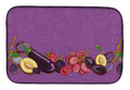 Fruits and Vegetables in Purple Dish Drying Mat Absorbent Dish Drying Mat Pad for Kitchen Counter Dish Drainer Mat for Countertop, 14 x 21", Multicolor